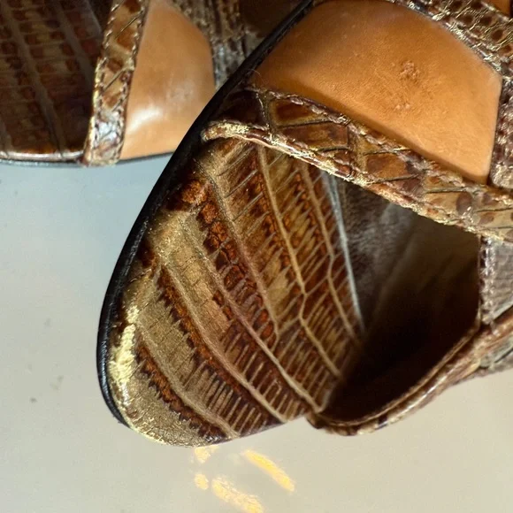 JV Vincent Brown Strappy leather Sandals open toe heel back 8.5M vintage look - Picture 13 of 14